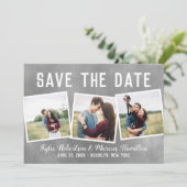 Moderne slate momentopnamen opslaan Datum 3 foto Save The Date (Staand voorkant)