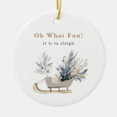 Moderne Sleigh Photo Keepsake Kerstmis Keramisch Ornament (Voorkant)