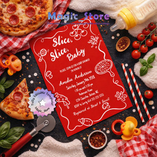 Moderne Slice Slice Baby Rode Baby Shower Kaart