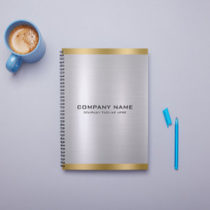 Moderne Slick Zilver & Goud Metallic Textuur Notitieboek