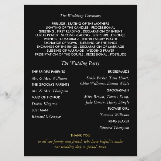 Moderne Slingerlichtjes, Wit & Goud Bruiloft Programma (Achterkant)