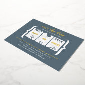 Moderne Slot Machine Weddenschap Save the Date Folie Uitnodiging (Gedraaid)