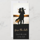 Moderne smalle 2 foto's Bewaar de datum Kaart (Voorkant)