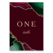 Moderne Smaragd Agate Burgundy Bruiloft 1 Kaart (Achterkant)