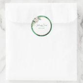 Moderne Smaragd Groene Kleur Wassen Blush Bloemen Ronde Sticker (Tas)