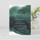 Moderne Smaragd Groene Waterverf Splash Bruiloft Kaart (Staand voorkant)