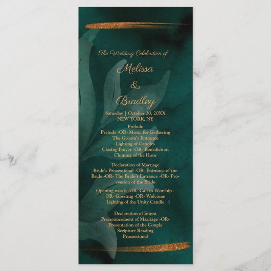 moderne smaragdgroen en bladeren programma (Voorkant)