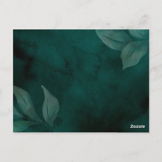 moderne smaragdgroen en bladeren RSVP Briefkaart (Achterkant)