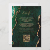 Moderne Smaragdgroene Agata Script QR Code Trouwda Kaart (Achterkant)