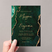 Moderne Smaragdgroene Agate Script Bruiloft Acryl Uitnodigingen (Insitu (Draagbaar))