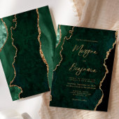 Moderne Smaragdgroene Agate Script Bruiloft Kaart