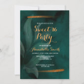 moderne smaragdgroene en bladeren zoete 16 kaart (Voorkant)