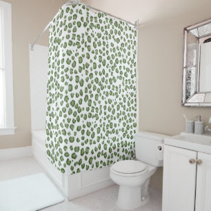 Moderne Sneeuw Leopard Dierenprint Army Green Douchegordijn