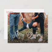 Moderne Sneeuw Script 2 Foto Feestdagenkaart (Voorkant / Achterkant)