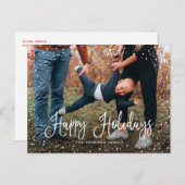 Moderne Sneeuw Script 2 Foto Feestdagenkaart (Voorkant / Achterkant)