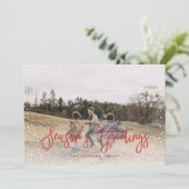 Moderne Sneeuw Script 2 Foto Feestdagenkaart (Staand voorkant)