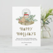 Moderne Sneeuwbol Flat Feestdagenkaart (Staand voorkant)