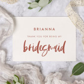Moderne sneeuwroze Bridesmaid bedankt je tekstkaar Kaart