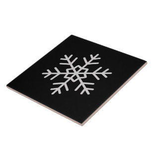 Moderne Sneeuwvlok Accent Effen Zwarte Tegels Kuns Tegeltje