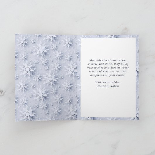 Moderne Sneeuwvlok Kerstboom Groet Feestdagen Kaart (Binnen)