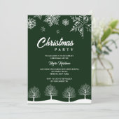 Moderne Sneeuwvlok Pine Navy Winter Kerstfeest Kaart (Staand voorkant)