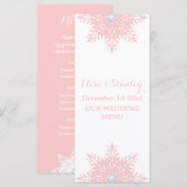 Moderne sneeuwvlok roze, witte bruiloft kaart (Voorkant / Achterkant)