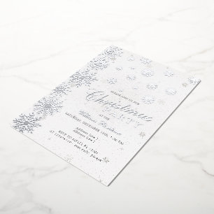Moderne Sneeuwvlok Sneeuwwitje Winter Kerstfeest Folie Uitnodiging