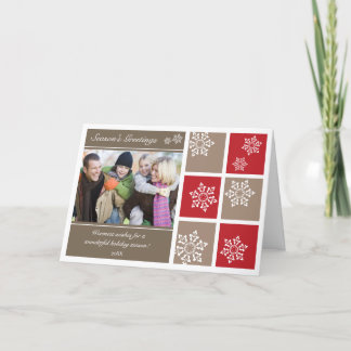 Moderne Sneeuwvlokken Kerstkaart (rood & grijs) Feestdagen Kaart