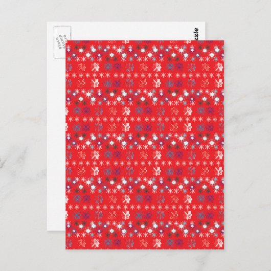Moderne sneeuwvlokken van de Rode Kerstfeestdag Briefkaart (Voorkant / Achterkant)
