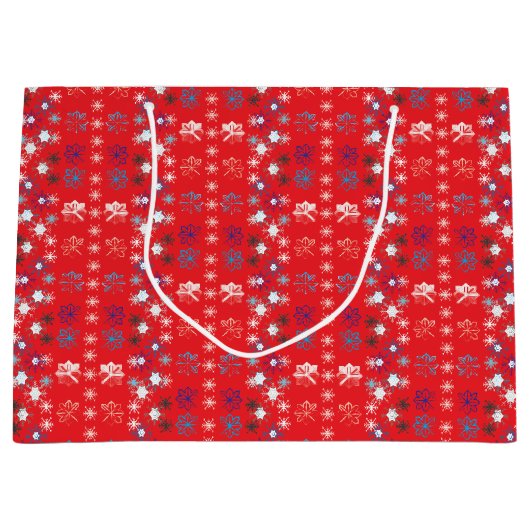 Moderne sneeuwvlokken van de Rode Kerstfeestdag Groot Cadeauzakje (Voorkant)