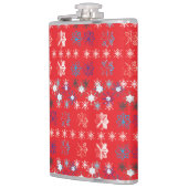 Moderne sneeuwvlokken van de Rode Kerstfeestdag Heupfles (Links)