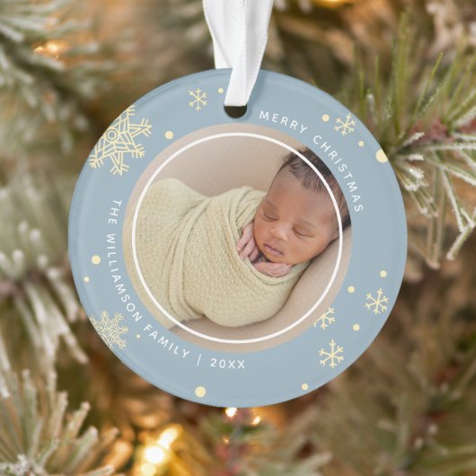 Moderne Snowflake 2 foto's Ornament (Boom)