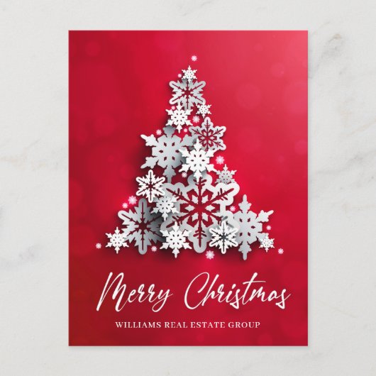 Moderne Snowflake kerstboom Corporate Greeting Briefkaart (Voorkant)