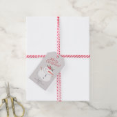Moderne Snowman-kerstman en gouden familie Cadeaulabel (Met Touw)