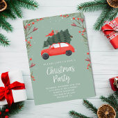 Moderne Snowy Christmas Party Pine Tree rode auto Kaart