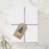 Moderne Snowy Green Kerstmis Kraft Cadeaulabel (Met Touw)