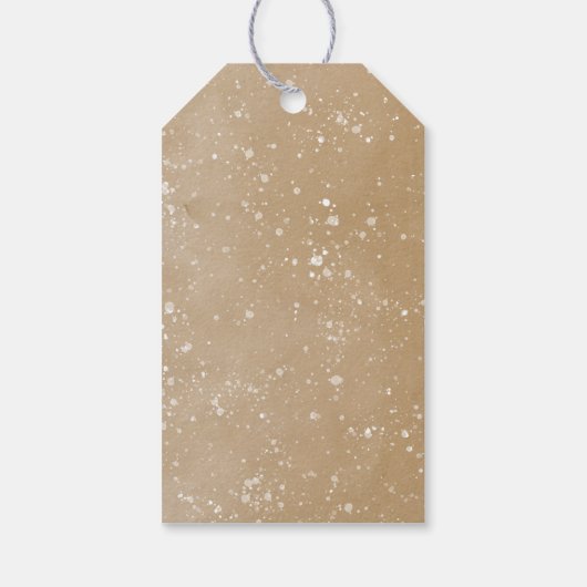 Moderne Snowy Green Kerstmis Kraft Cadeaulabel (Achterkant)