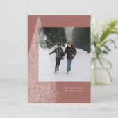 Moderne snowy kerstboom, één foto stijlvol feestdagenkaart (Staand voorkant)