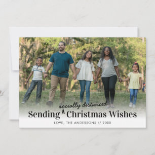 Moderne sociaal afstandelijke kerstwensen Foto Feestdagenkaart