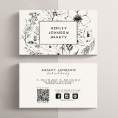 Moderne Social Media QR Code Botanische Blush Zwar Visitekaartje