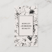 Moderne Social Media QR Code Botanische Blush Zwar Visitekaartje (Voorkant)