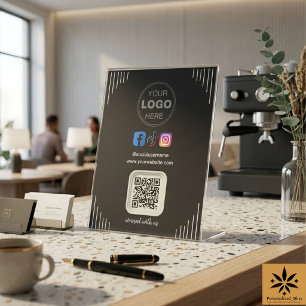 Moderne sociale media Instagram Facebook QR Code Reclamebord Met Voetstuk