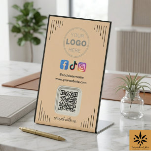 Moderne sociale media Instagram Facebook QR Code Reclamebord Met Voetstuk