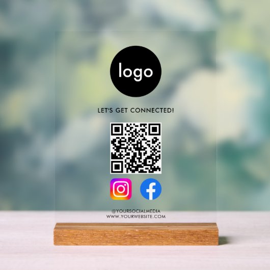 Moderne sociale media QR-code Acryl Bord (Neutraal)
