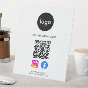 Moderne sociale media QR-code Reclamebord Met Voetstuk