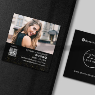 Moderne sociale media voegen je logo foto QR-code Vierkante Visitekaartje