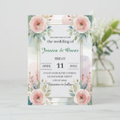 Moderne Soft Pastel Waterverf Flowers Wedding Kaart (Staand voorkant)