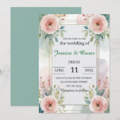 Moderne Soft Pastel Waterverf Flowers Wedding Kaart (Voorkant / Achterkant)