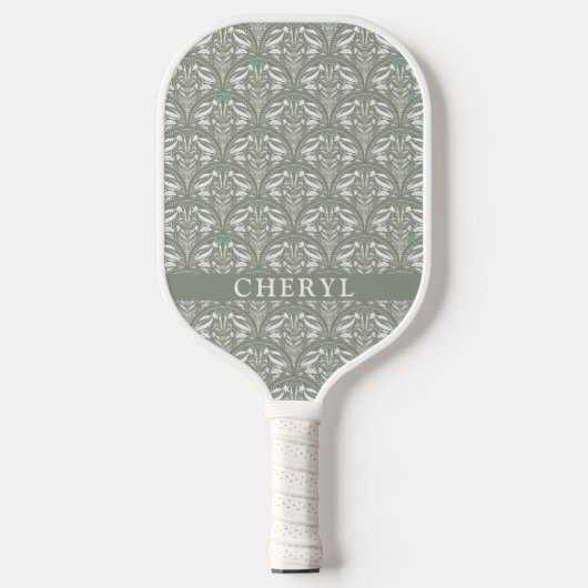 Moderne Soft Sage Green Boho Gepersonaliseerd Pickleball Paddle (Voorkant)