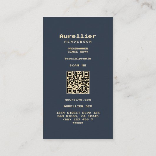 Moderne software ontwikkelaar Coder Donkerblauw Go Visitekaartje (Achterkant)